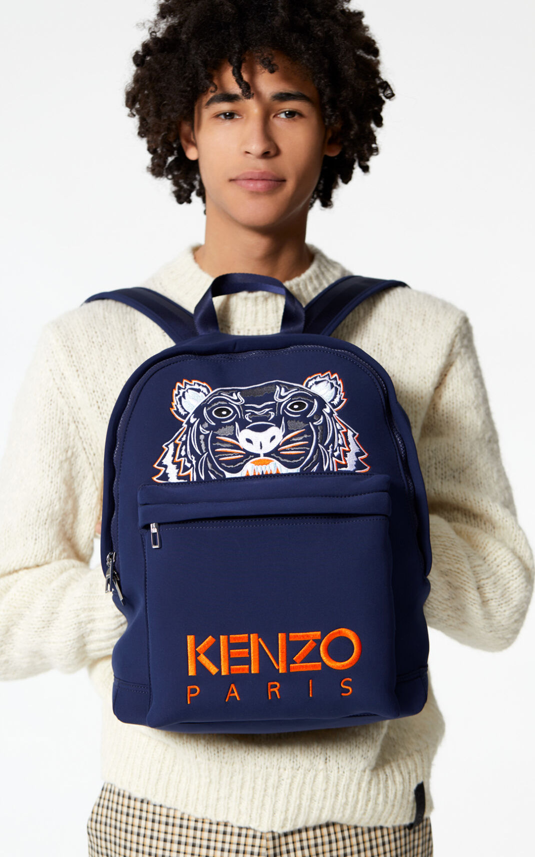 Kenzo Large Neoprene 虎 リュック メンズ ネイビー 青 - ROEIND983